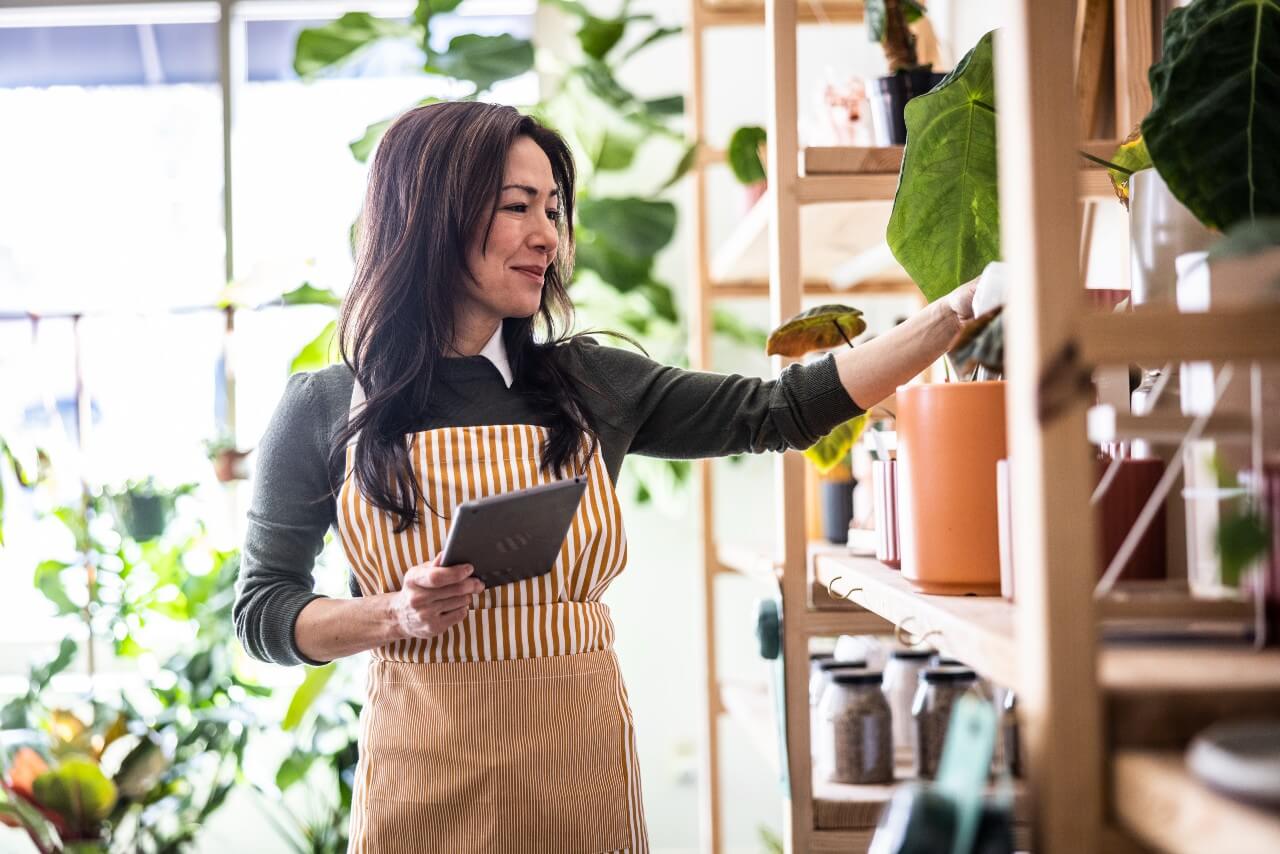 Flower shop owner in her shop